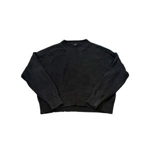 Quince Black 100% Organic Cotton Boyfriend Crewneck Pullover Sweater Size L